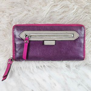 Coach Purple Smooth Leather Long Wallet